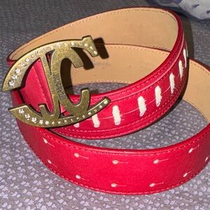Just Cavalli Yellow Leather Belt